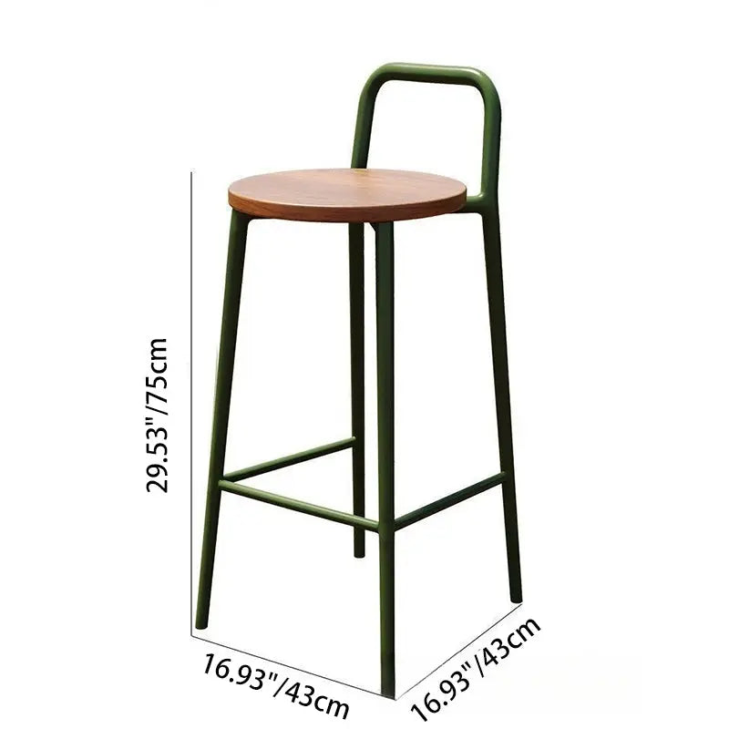 Contemporary Nordic Carbon Steel Solid Wood Rectangular Outdoor Bar Stool Backless For Outdoor Cuvalon