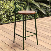 Contemporary Nordic Carbon Steel Solid Wood Rectangular Outdoor Bar Stool Backless For Outdoor Cuvalon