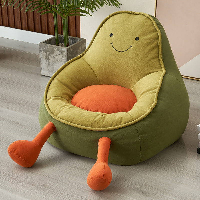Contemporary Creative Avocado-Shaped EPS Particles Fabric Kids Accent Chair Backrest Armrest For Living Room Cuvalon