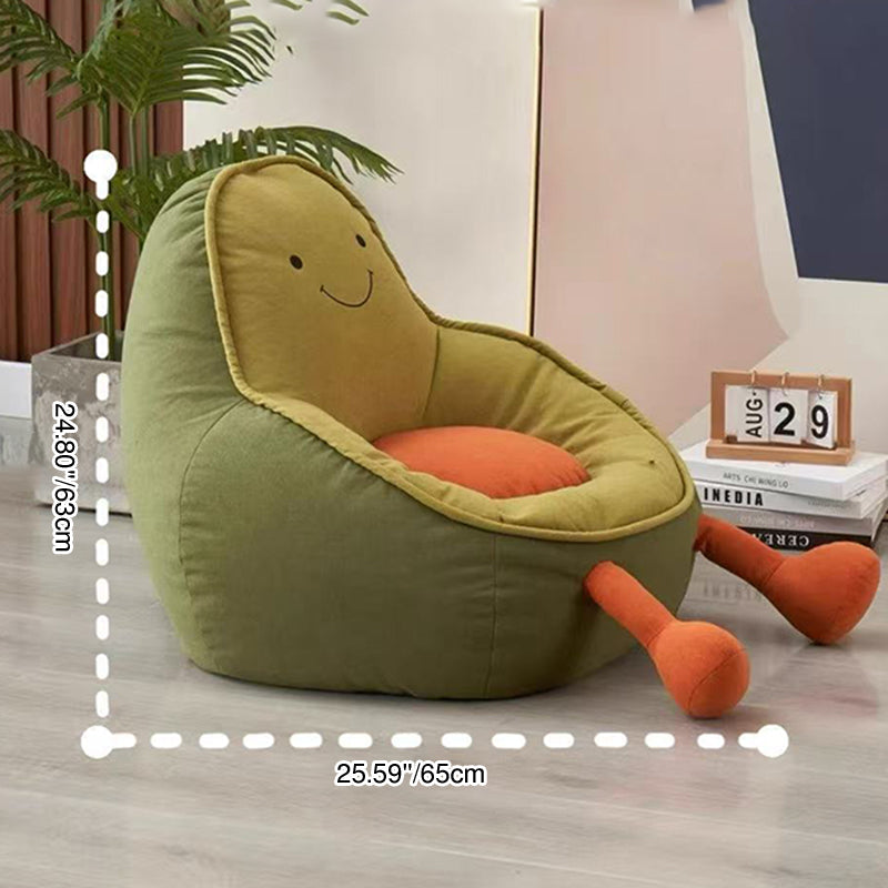 Contemporary Creative Avocado-Shaped EPS Particles Fabric Kids Accent Chair Backrest Armrest For Living Room Cuvalon