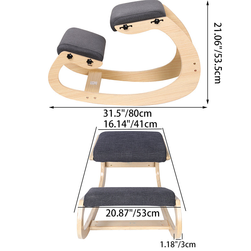 Modern Minimalist Curved Kids Solid Wood Cotton-Linen Correction Chair Desk Chair Armless Backless For Home Office Cuvalon
