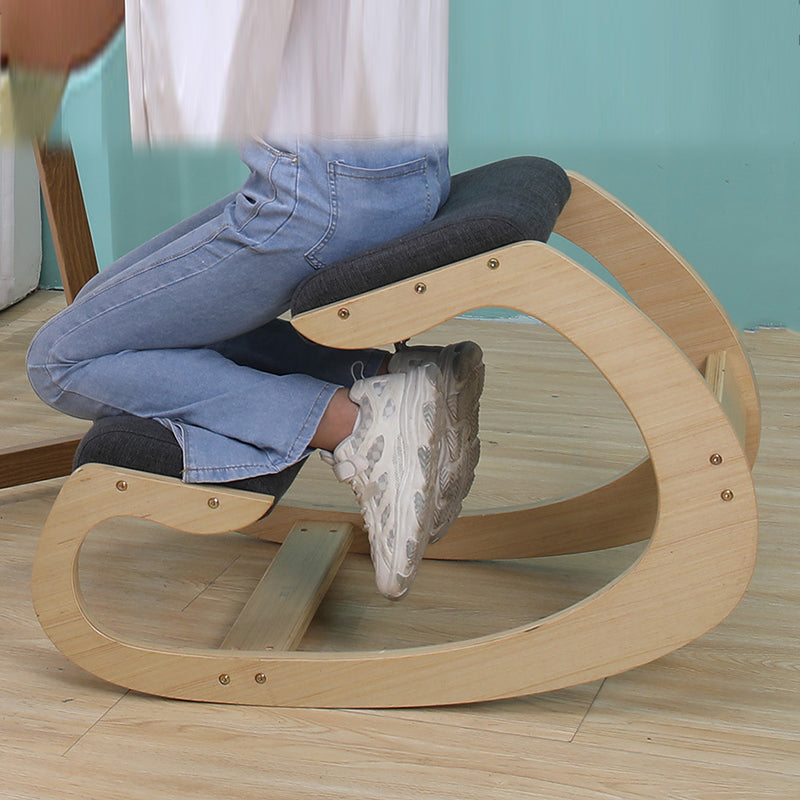 Modern Minimalist Curved Kids Solid Wood Cotton-Linen Correction Chair Desk Chair Armless Backless For Home Office Cuvalon