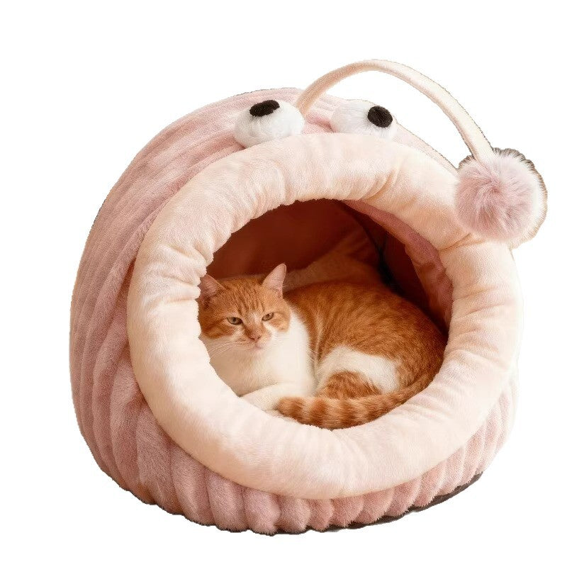 Contemporary Creative Lantern Fish Crystal Velvet PP Cotton Cat Bed Dog Bed For Bedroom Cuvalon
