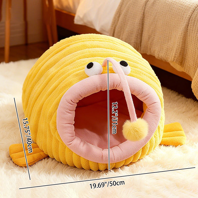 Contemporary Creative Lantern Fish Crystal Velvet PP Cotton Cat Bed Dog Bed For Bedroom Cuvalon