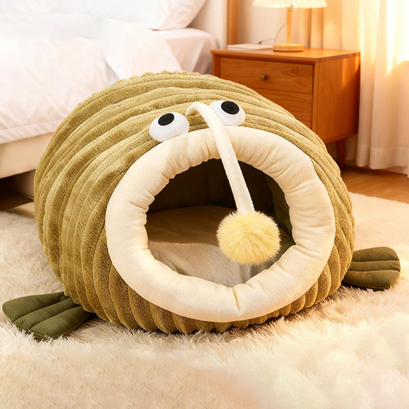 Contemporary Creative Lantern Fish Crystal Velvet PP Cotton Cat Bed Dog Bed For Bedroom Cuvalon