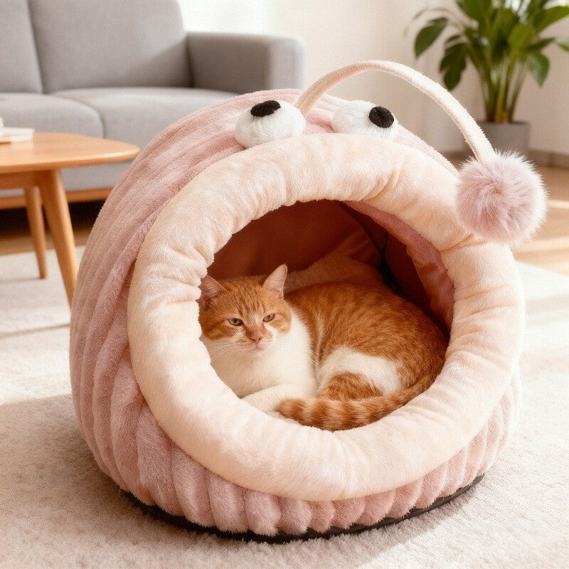 Contemporary Creative Lantern Fish Crystal Velvet PP Cotton Cat Bed Dog Bed For Bedroom Cuvalon