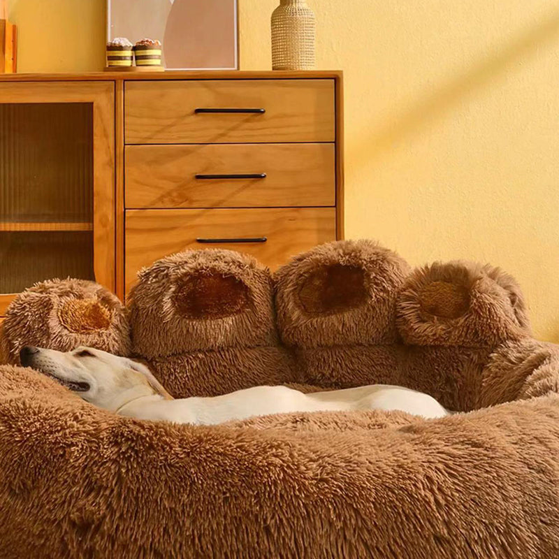 Contemporary Creative Round Claw-Shaped Arctic Velvet Plush Polyester Fiber Pet Bed Cat Bed For Bedroom Cuvalon