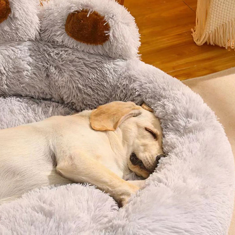 Contemporary Creative Round Claw-Shaped Arctic Velvet Plush Polyester Fiber Pet Bed Cat Bed For Bedroom Cuvalon