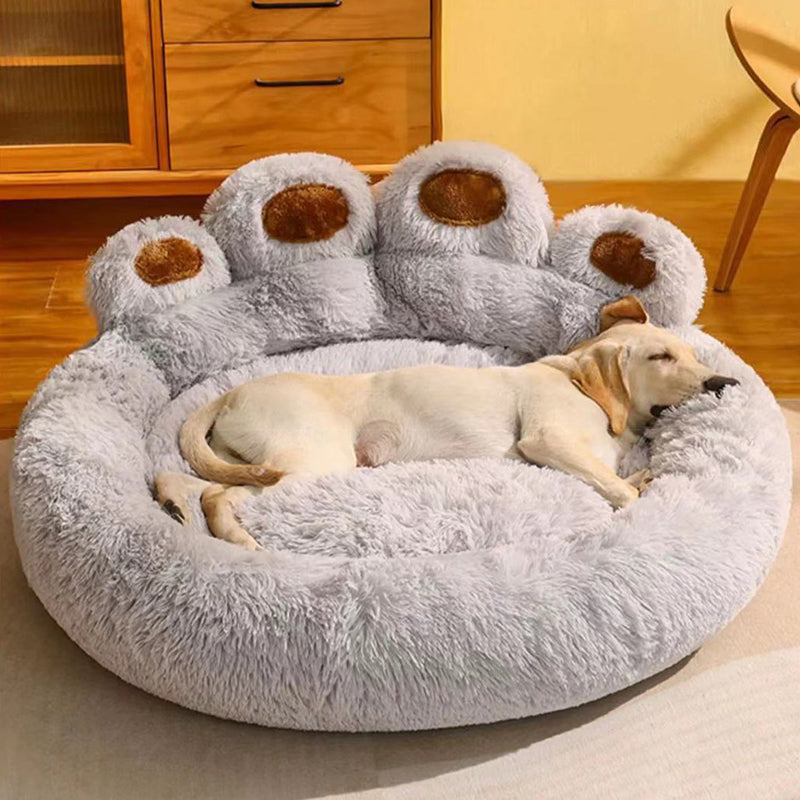 Contemporary Creative Round Claw-Shaped Arctic Velvet Plush Polyester Fiber Pet Bed Cat Bed For Bedroom Cuvalon