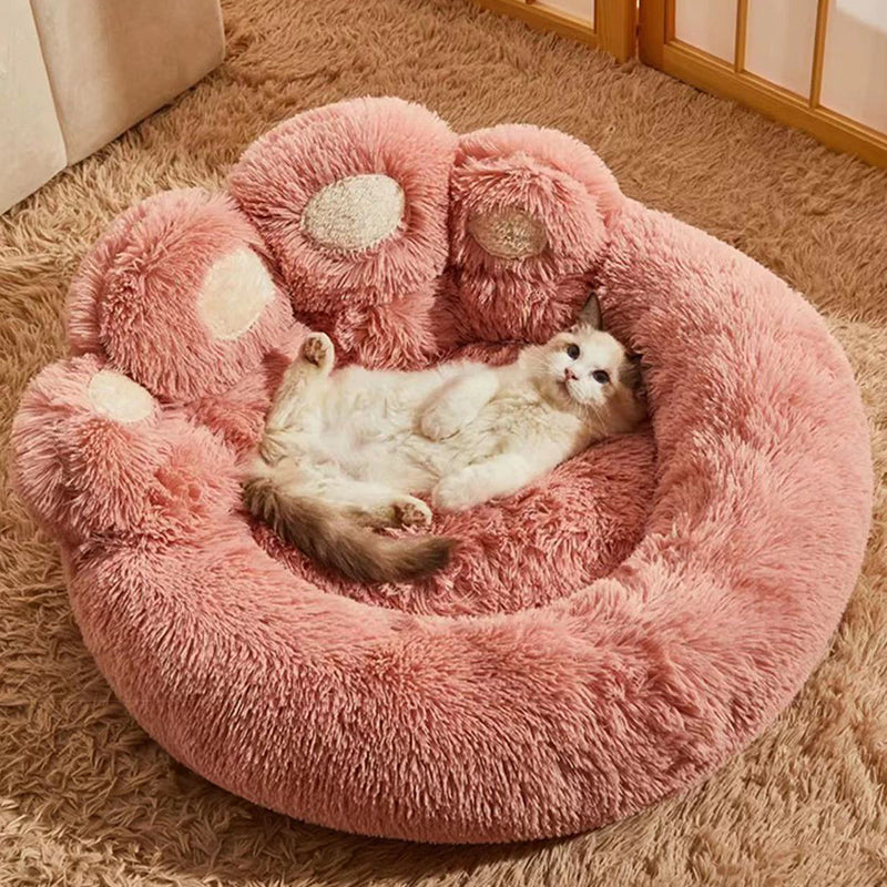 Contemporary Creative Round Claw-Shaped Arctic Velvet Plush Polyester Fiber Pet Bed Cat Bed For Bedroom Cuvalon