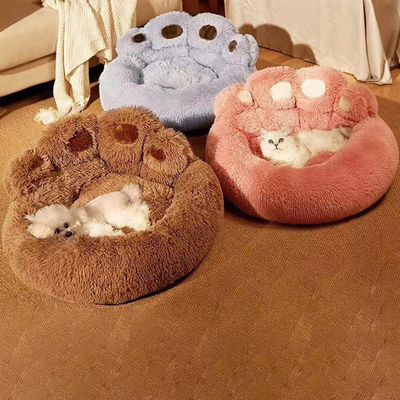 Contemporary Creative Round Claw-Shaped Arctic Velvet Plush Polyester Fiber Pet Bed Cat Bed For Bedroom Cuvalon