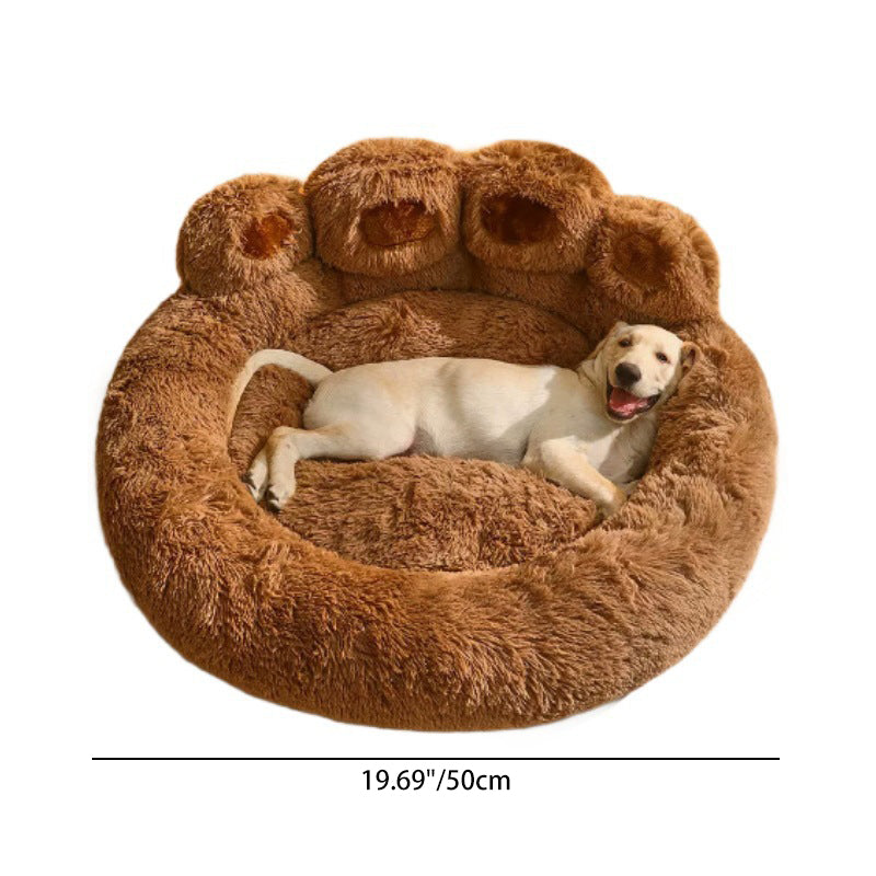 Contemporary Creative Round Claw-Shaped Arctic Velvet Plush Polyester Fiber Pet Bed Cat Bed For Bedroom Cuvalon