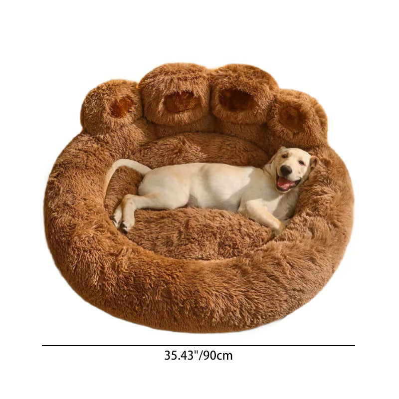 Contemporary Creative Round Claw-Shaped Arctic Velvet Plush Polyester Fiber Pet Bed Cat Bed For Bedroom Cuvalon