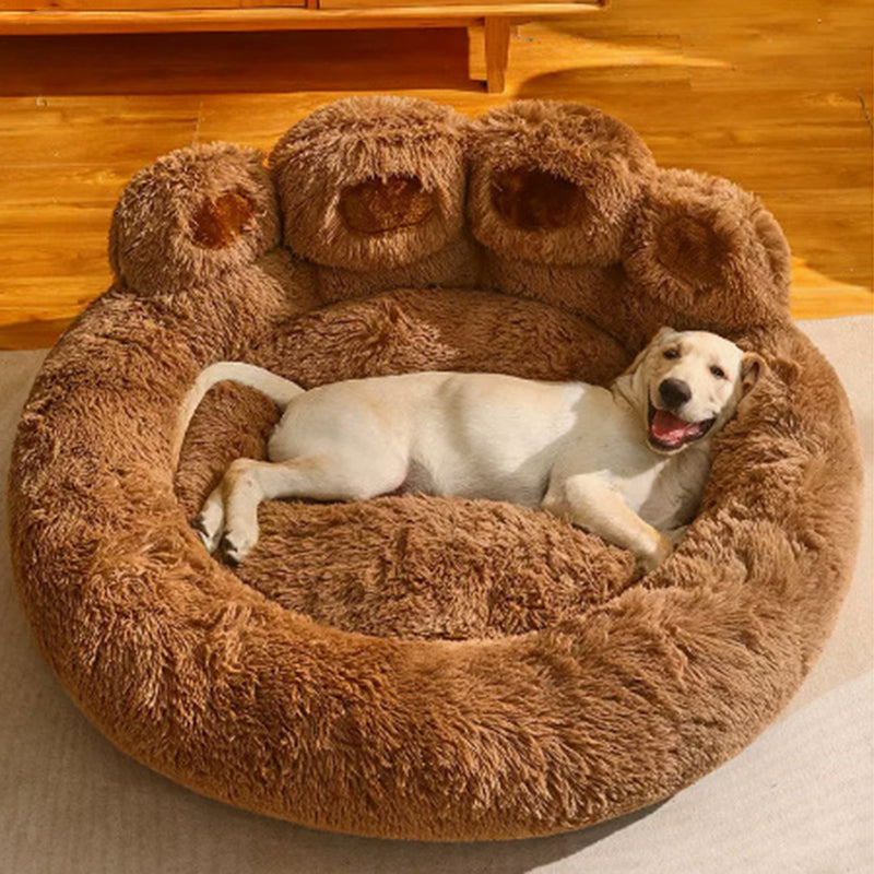 Contemporary Creative Round Claw-Shaped Arctic Velvet Plush Polyester Fiber Pet Bed Cat Bed For Bedroom Cuvalon