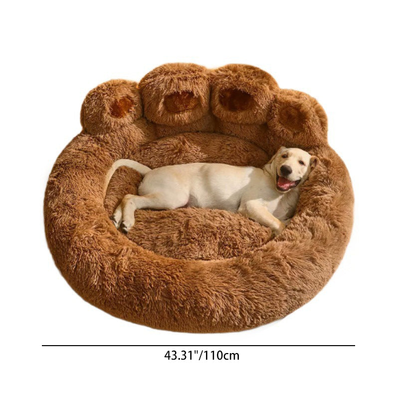 Contemporary Creative Round Claw-Shaped Arctic Velvet Plush Polyester Fiber Pet Bed Cat Bed For Bedroom Cuvalon