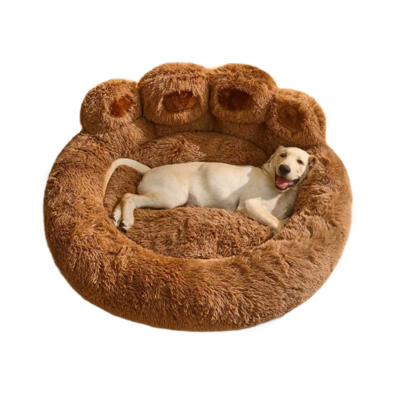 Contemporary Creative Round Claw-Shaped Arctic Velvet Plush Polyester Fiber Pet Bed Cat Bed For Bedroom Cuvalon