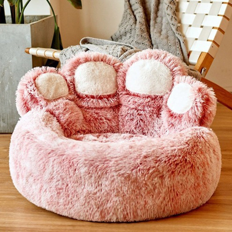 Contemporary Creative Round Claw-Shaped Arctic Velvet Plush Polyester Fiber Pet Bed Cat Bed For Bedroom Cuvalon