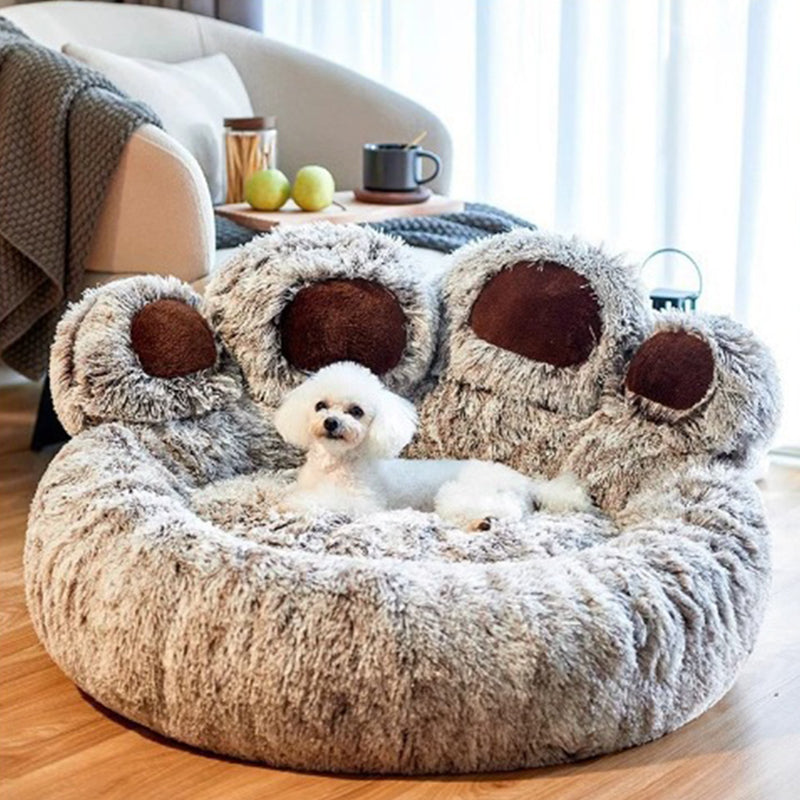 Contemporary Creative Round Claw-Shaped Arctic Velvet Plush Polyester Fiber Pet Bed Cat Bed For Bedroom Cuvalon