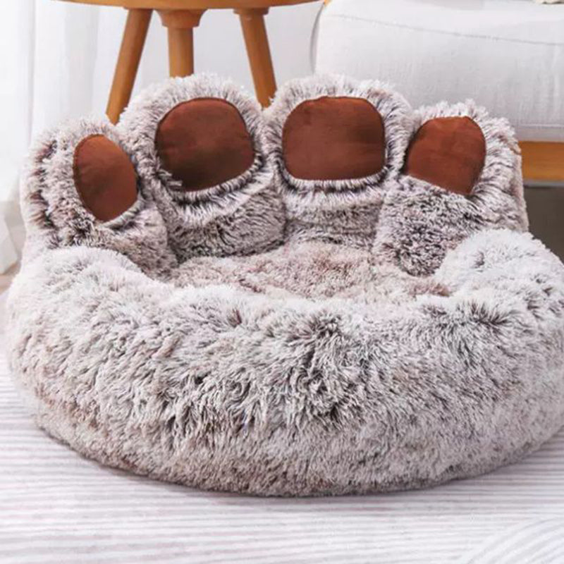 Contemporary Creative Round Claw-Shaped Arctic Velvet Plush Polyester Fiber Pet Bed Cat Bed For Bedroom Cuvalon