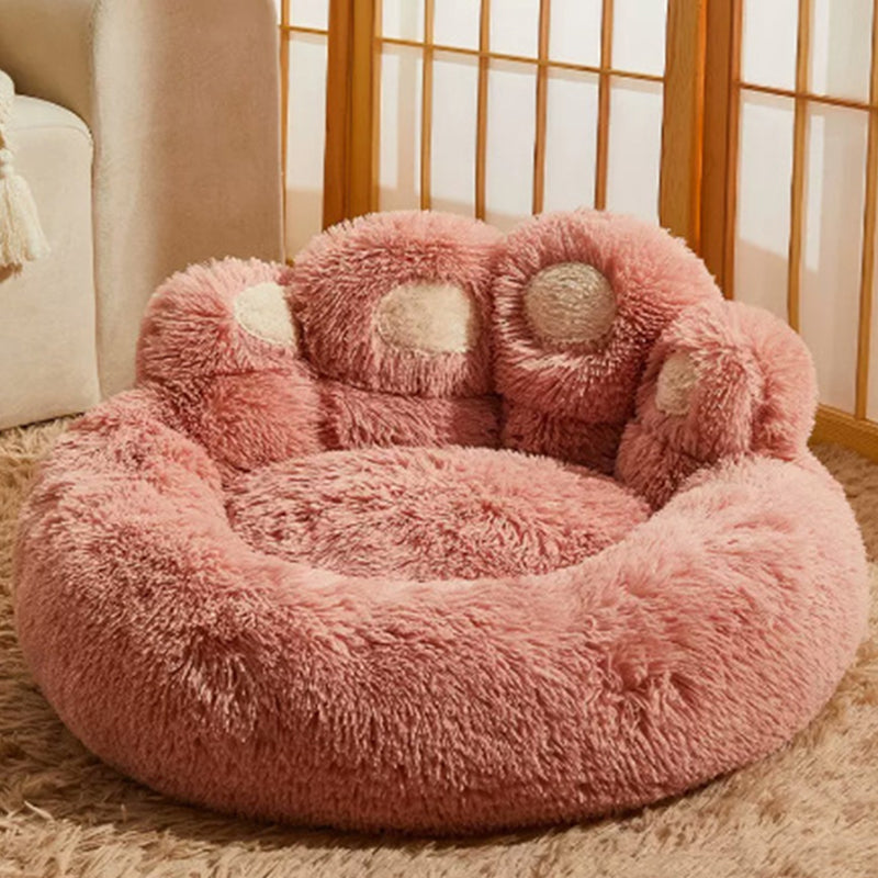 Contemporary Creative Round Claw-Shaped Arctic Velvet Plush Polyester Fiber Pet Bed Cat Bed For Bedroom Cuvalon
