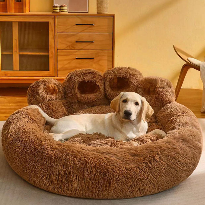 Contemporary Creative Round Claw-Shaped Arctic Velvet Plush Polyester Fiber Pet Bed Cat Bed For Bedroom Cuvalon