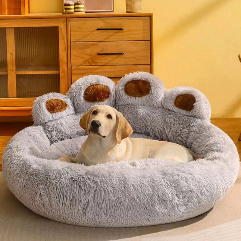 Contemporary Creative Round Claw-Shaped Arctic Velvet Plush Polyester Fiber Pet Bed Cat Bed For Bedroom Cuvalon
