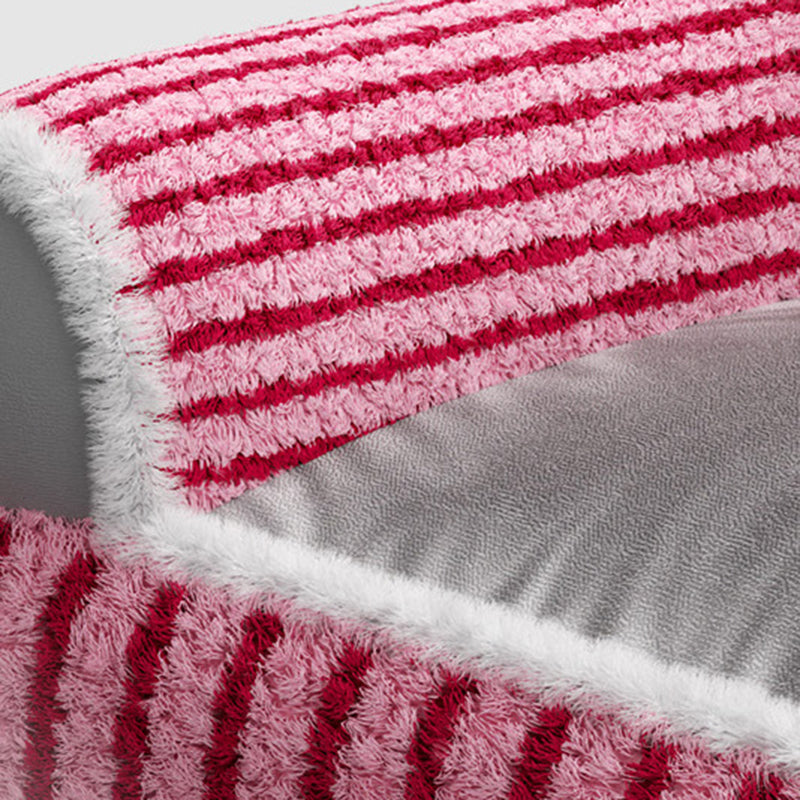 Modern Minimalist Rectangular Striped Fleece Pet Bed Cat Bed Accent Chair Backrest Armrest For Living Room Cuvalon