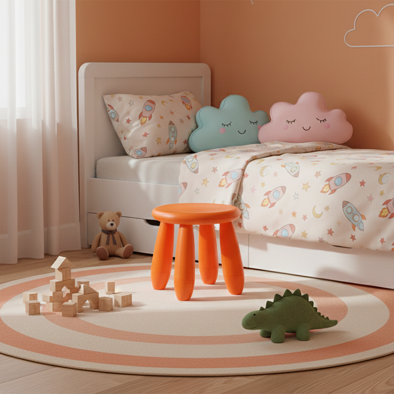 Modern Minimalist Cylindrical Kid PP Low Stool Backless Armless For Living Room Cuvalon