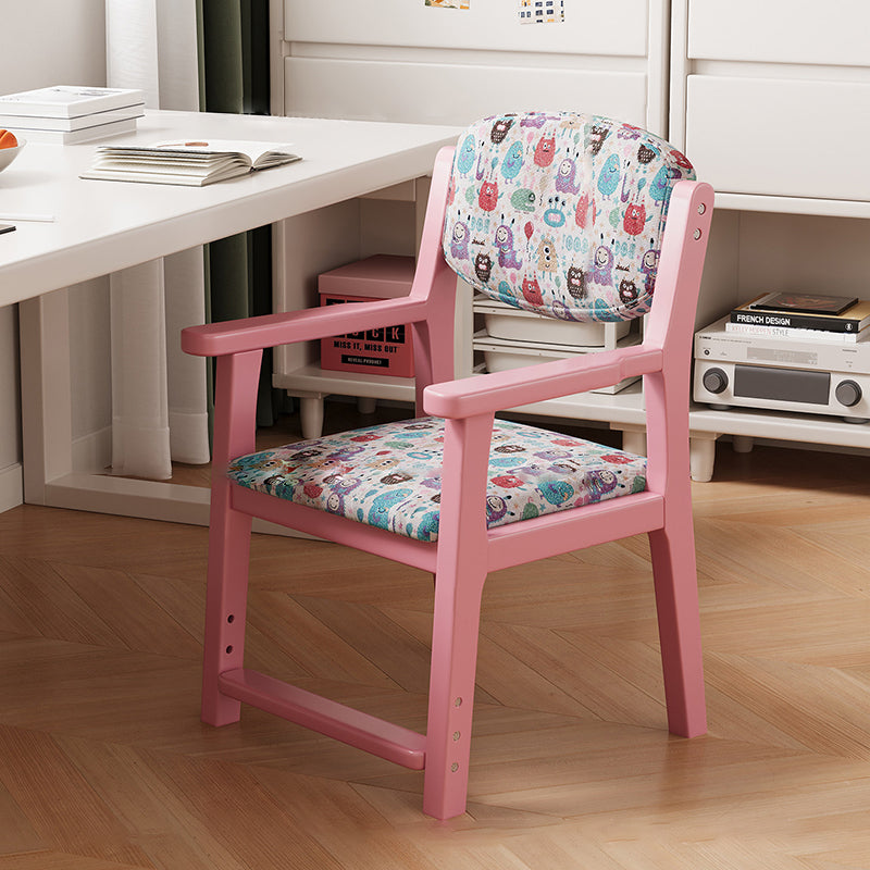 Contemporary Creative Rectangular Kid Cartoon Cotton-Linen Rubberwood Multi-Layer Plywood Desk Chair Height Adjustment Backrest Armrest For Home Office Cuvalon