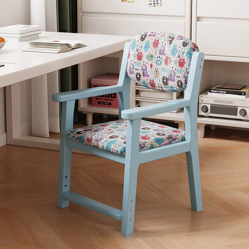 Contemporary Creative Rectangular Kid Cartoon Cotton-Linen Rubberwood Multi-Layer Plywood Desk Chair Height Adjustment Backrest Armrest For Home Office Cuvalon