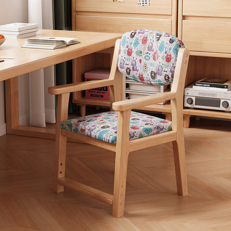 Contemporary Creative Rectangular Kid Cartoon Cotton-Linen Rubberwood Multi-Layer Plywood Desk Chair Height Adjustment Backrest Armrest For Home Office Cuvalon