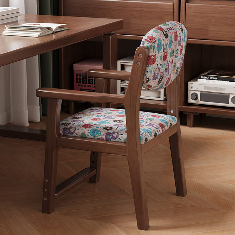 Contemporary Creative Rectangular Kid Cartoon Cotton-Linen Rubberwood Multi-Layer Plywood Desk Chair Height Adjustment Backrest Armrest For Home Office Cuvalon
