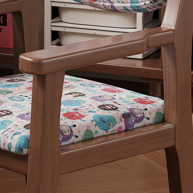 Contemporary Creative Rectangular Kid Cartoon Cotton-Linen Rubberwood Multi-Layer Plywood Desk Chair Height Adjustment Backrest Armrest For Home Office Cuvalon
