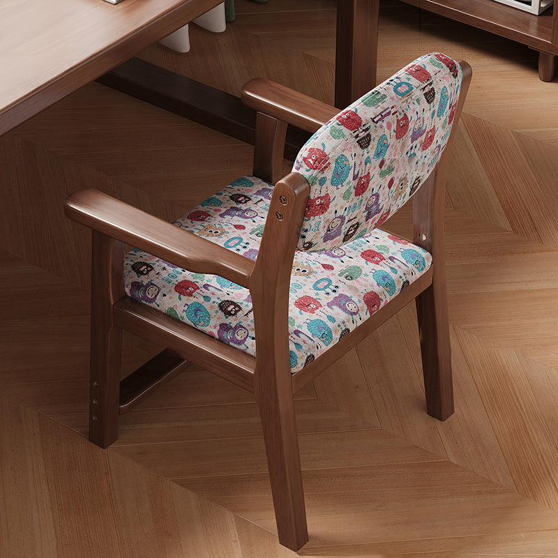 Contemporary Creative Rectangular Kid Cartoon Cotton-Linen Rubberwood Multi-Layer Plywood Desk Chair Height Adjustment Backrest Armrest For Home Office Cuvalon