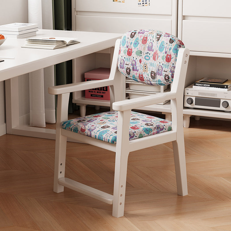 Contemporary Creative Rectangular Kid Cartoon Cotton-Linen Rubberwood Multi-Layer Plywood Desk Chair Height Adjustment Backrest Armrest For Home Office Cuvalon