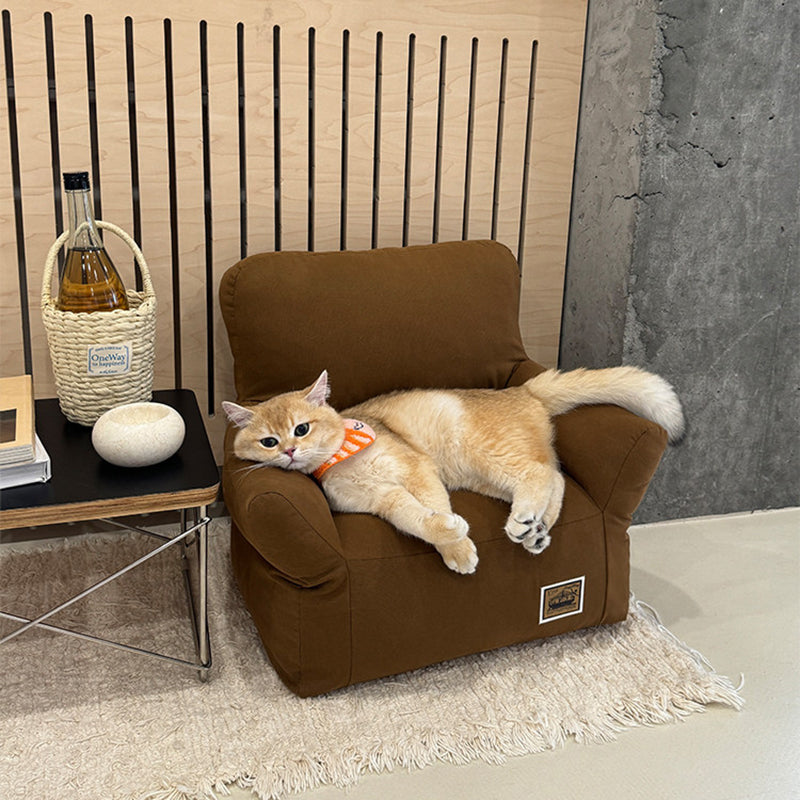 Modern Minimalist Rectangular Fabric PP Cotton Pet Accent Chair Backrest Armrest For Living Room Cuvalon
