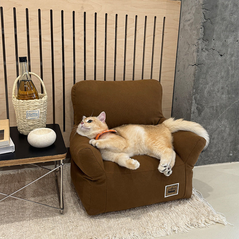 Modern Minimalist Rectangular Fabric PP Cotton Pet Accent Chair Backrest Armrest For Living Room Cuvalon
