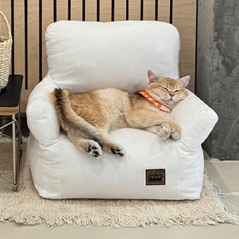 Modern Minimalist Rectangular Fabric PP Cotton Pet Accent Chair Backrest Armrest For Living Room Cuvalon
