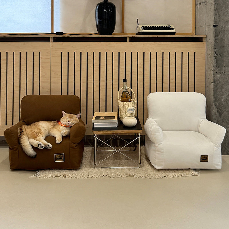 Modern Minimalist Rectangular Fabric PP Cotton Pet Accent Chair Backrest Armrest For Living Room Cuvalon