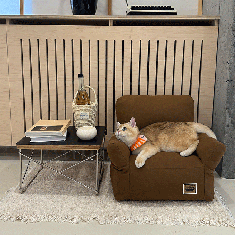Modern Minimalist Rectangular Fabric PP Cotton Pet Accent Chair Backrest Armrest For Living Room Cuvalon