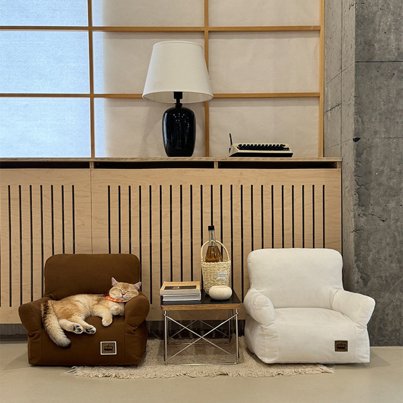 Modern Minimalist Rectangular Fabric PP Cotton Pet Accent Chair Backrest Armrest For Living Room Cuvalon
