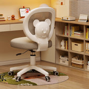 Contemporary Creative Curved Bear-Shaped Kids PP Wooden Mesh Fabric Lift-Adjustable Desk Chair Backrest Armrest For Home Office Cuvalon