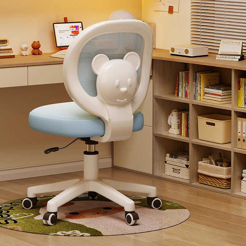 Contemporary Creative Curved Bear-Shaped Kids PP Wooden Mesh Fabric Lift-Adjustable Desk Chair Backrest Armrest For Home Office Cuvalon