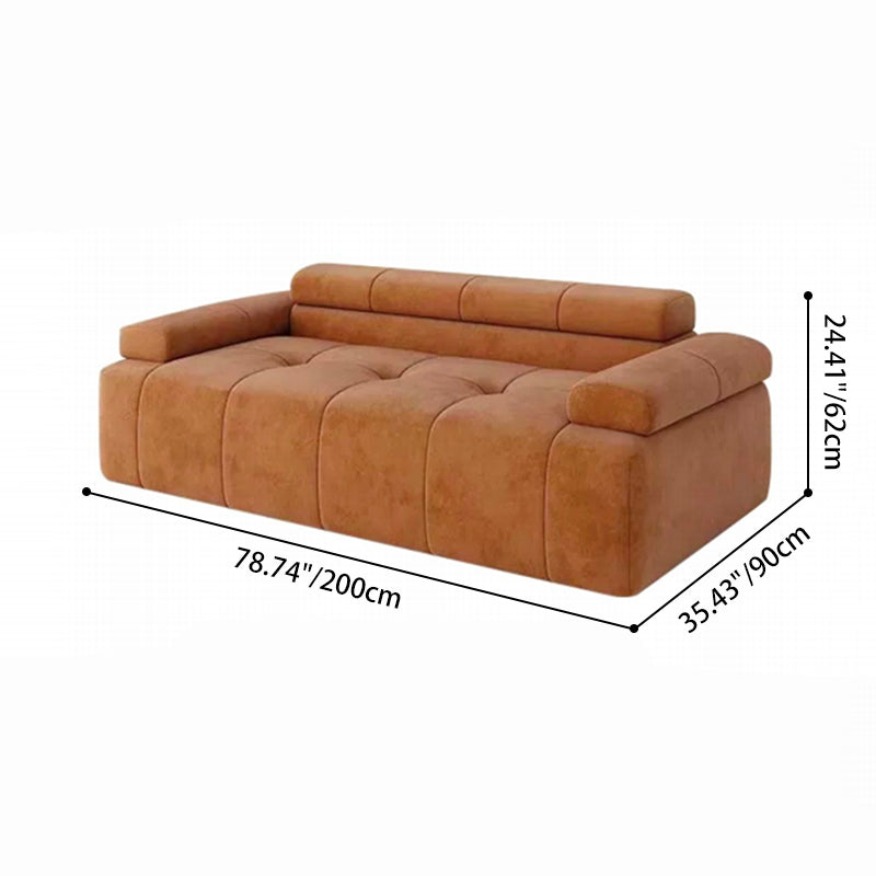 Contemporary Scandinavian High-Resilience Foam Velvet Compressed Sofa - Rectangular Modular Low-Profile Sofa For Living Room Cuvalon
