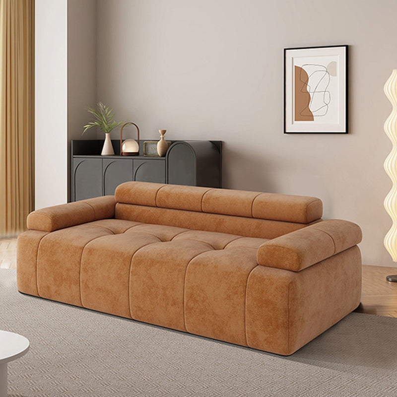 Contemporary Scandinavian High-Resilience Foam Velvet Compressed Sofa - Rectangular Modular Low-Profile Sofa For Living Room Cuvalon