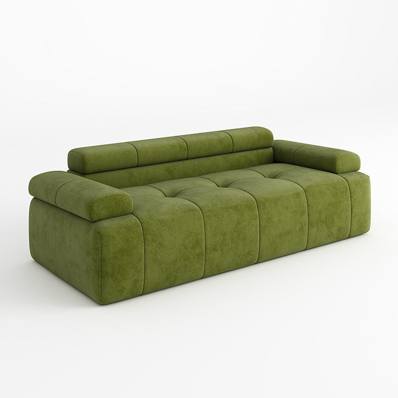 Contemporary Scandinavian High-Resilience Foam Velvet Compressed Sofa - Rectangular Modular Low-Profile Sofa For Living Room Cuvalon