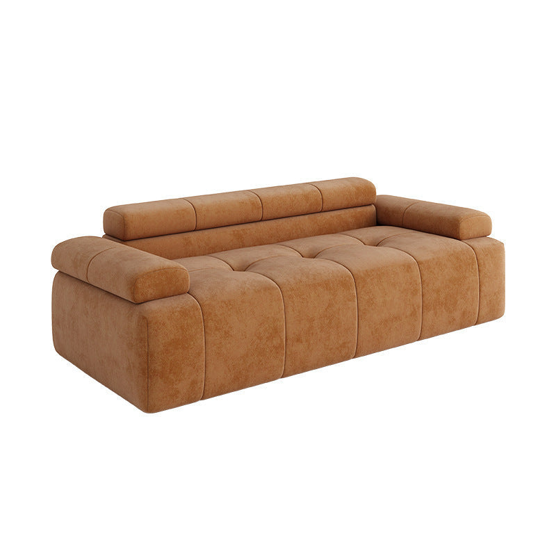 Contemporary Scandinavian High-Resilience Foam Velvet Compressed Sofa - Rectangular Modular Low-Profile Sofa For Living Room Cuvalon
