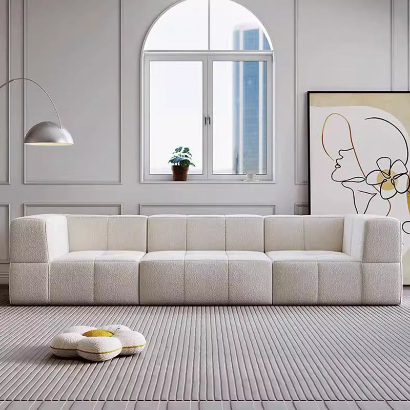 Contemporary Scandinavian Lambswool High-Resilience Foam Modular Compression Sofa - Rectangular Space-Saving Sofa For Living Room Cuvalon