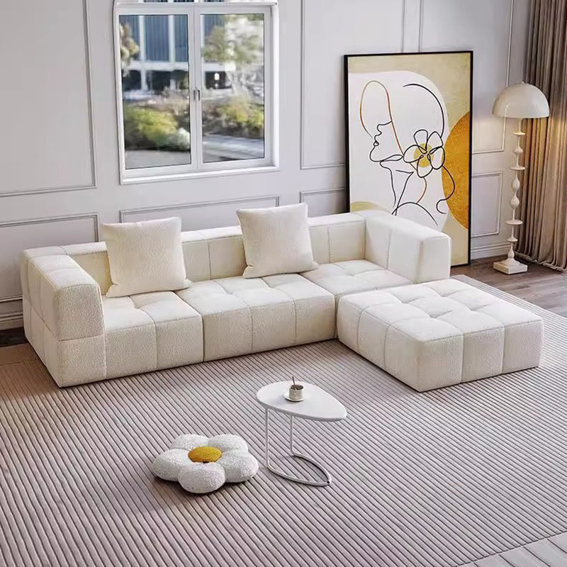 Contemporary Scandinavian Lambswool High-Resilience Foam Modular Compression Sofa - Rectangular Space-Saving Sofa For Living Room Cuvalon