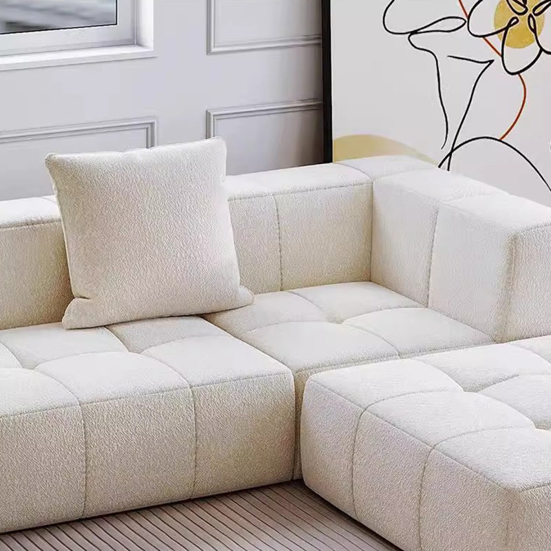 Contemporary Scandinavian Lambswool High-Resilience Foam Modular Compression Sofa - Rectangular Space-Saving Sofa For Living Room Cuvalon